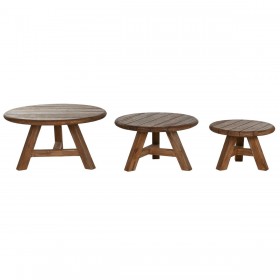 Set di 3 tavoli Home ESPRIT teak 80 x 80 x 43 cm