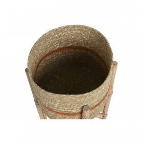 Set di vasi da fiori Home ESPRIT Naturale Juta Legno di mango 26 X 26 X 67 cm (2 Pezzi)