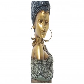 Busto Alexandra House Living Azzurro Dorato Plastica Africana 10 x 19 x 40 cm