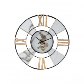 Orologio da Parete Home ESPRIT Bianco Nero Dorato Metallo 142 X 9 X 142 cm