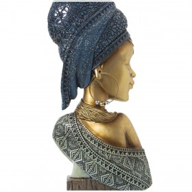 Busto Alexandra House Living Azzurro Dorato Plastica Africana 10 x 19 x 40 cm