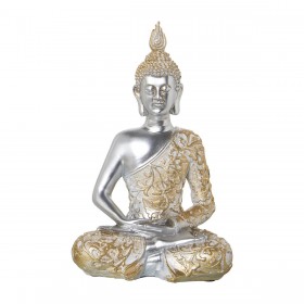 Statua Decorativa Alexandra House Living Dorato Argentato Acrilico Plastica Melammina Buddha