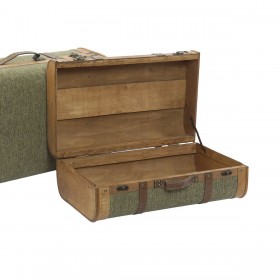 Set di Bauli Home ESPRIT Verde Legno Tela Tropicale 60 x 24 x 38 cm