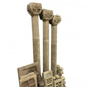 Statue da giardino Home ESPRIT Naturale Teca teak 38 x 38 x 267 cm 38 X 38 X 248 cm