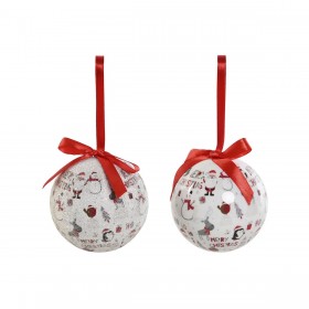 Palle di Natale Home ESPRIT Bianco Rosso PVC (7 Unità)