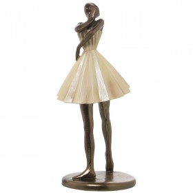 Statua Decorativa Alexandra House Living Beige Dorato Plastica Ballerina 13 x 17 x 32 cm