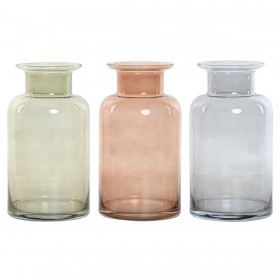 Vaso Home ESPRIT Azzurro Verde Ambra Cristallo 14,5 x 14,5 x 26,5 cm (3 Unità)