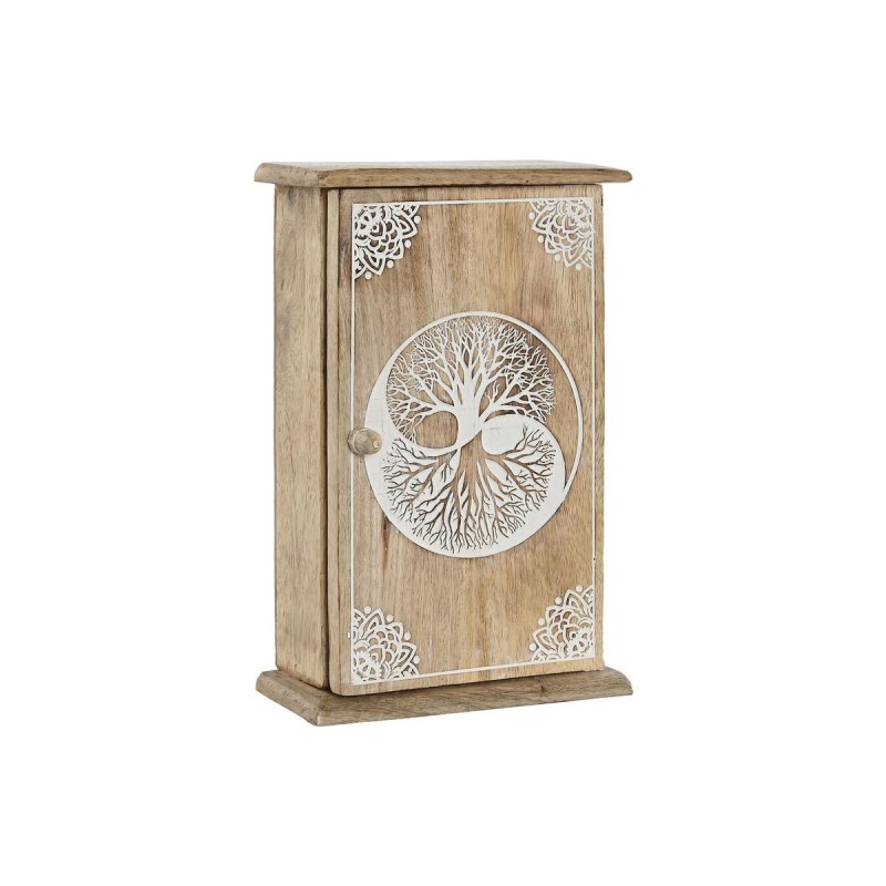 Armadietto portachiavi Home ESPRIT Bianco Naturale 18 x 7,5 x 28 cm