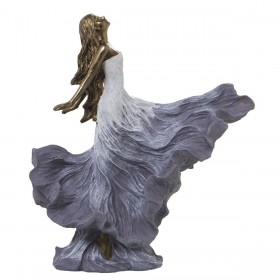Statua Decorativa Alexandra House Living Bianco Dorato Plastica Donna 12 x 24 x 26 cm