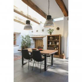 Tavolo da Pranzo Home ESPRIT Nero Naturale Metallo Legno di mango 200 x 100 x 76 cm