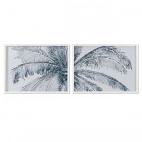 Quadro Home ESPRIT Azzurro Bianco Palme Mediterraneo 80 x 2 x 60 cm (2 Unità)