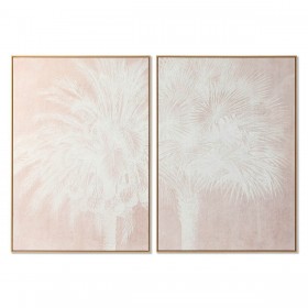 Quadro Home ESPRIT Bianco Beige Palme Tropicale 100 x 4 x 140 cm (2 Unità)