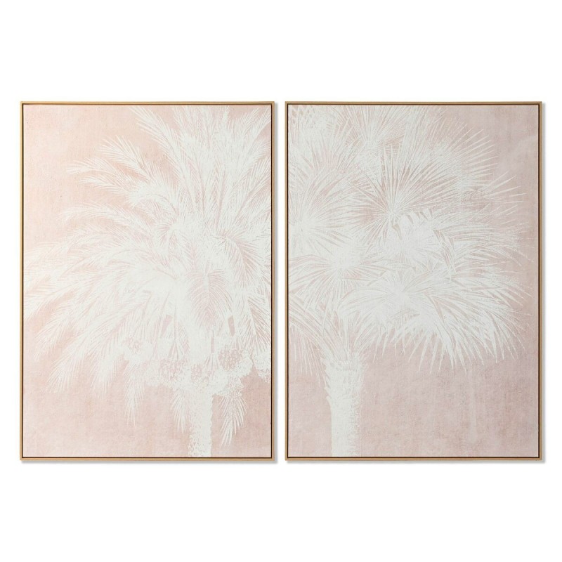 Quadro Home ESPRIT Bianco Beige Palme Tropicale 100 x 4 x 140 cm (2 Unità)
