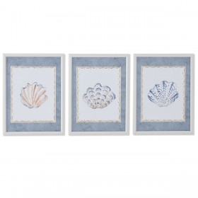 Quadro Home ESPRIT Azzurro Crema 30 x 3 x 40 cm (3 Unità)