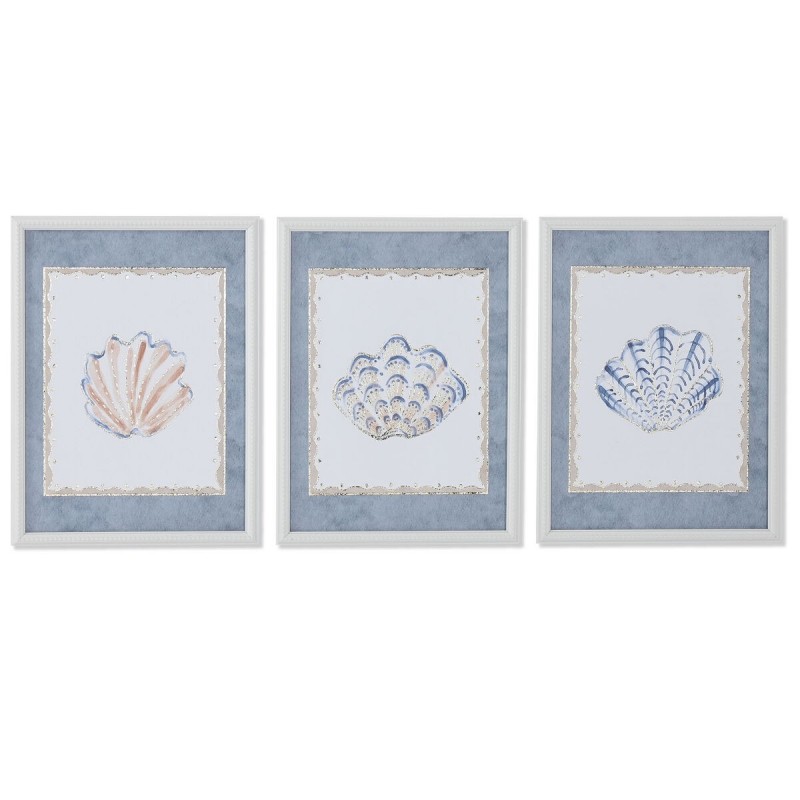Quadro Home ESPRIT Azzurro Crema 30 x 3 x 40 cm (3 Unità)