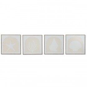 Quadro Home ESPRIT Bianco Crema Mediterraneo 40 x 3 x 40 cm (4 Unità)