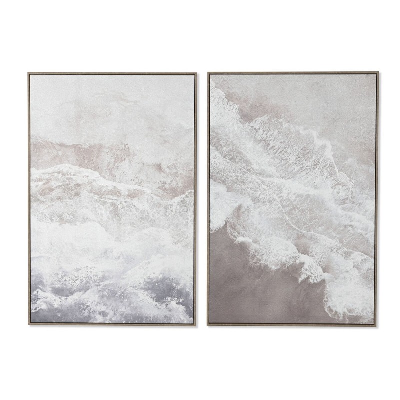 Quadro Home ESPRIT Bianco Beige Porporina Mediterraneo 60 x 3 x 90 cm (2 Unità)