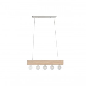 Lampadario Home ESPRIT Bianco Nero Marrone Chiaro Legno 50 W 80 x 10 x 30 cm