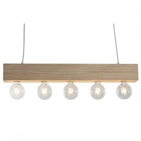 Lampadario Home ESPRIT Bianco Nero Marrone Chiaro Legno 50 W 80 x 10 x 30 cm
