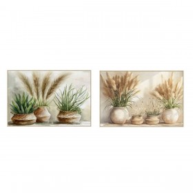 Quadro Home ESPRIT Verde Beige Vaso Cottage 123 x 4,5 x 83 cm (2 Unità)