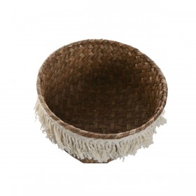 Set di Cestini Home ESPRIT Bianco Naturale Fibra naturale Boho Consumato (3 Pezzi)