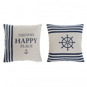 Cuscino Home ESPRIT Bianco Blu Marino 45 x 10 x 45 cm (2 Unità)