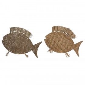Statua Decorativa Home ESPRIT Naturale Pesce Mediterraneo 63 x 5 x 50 cm (2 Unità)