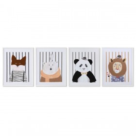Quadro Home ESPRIT Bianco Grigio Per bambini animali 40 x 1,8 x 50 cm (4 Unità)