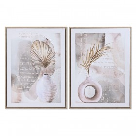 Quadro Home ESPRIT Bianco Grigio Vaso Scandinavo 45 x 2,5 x 60 cm (2 Unità)