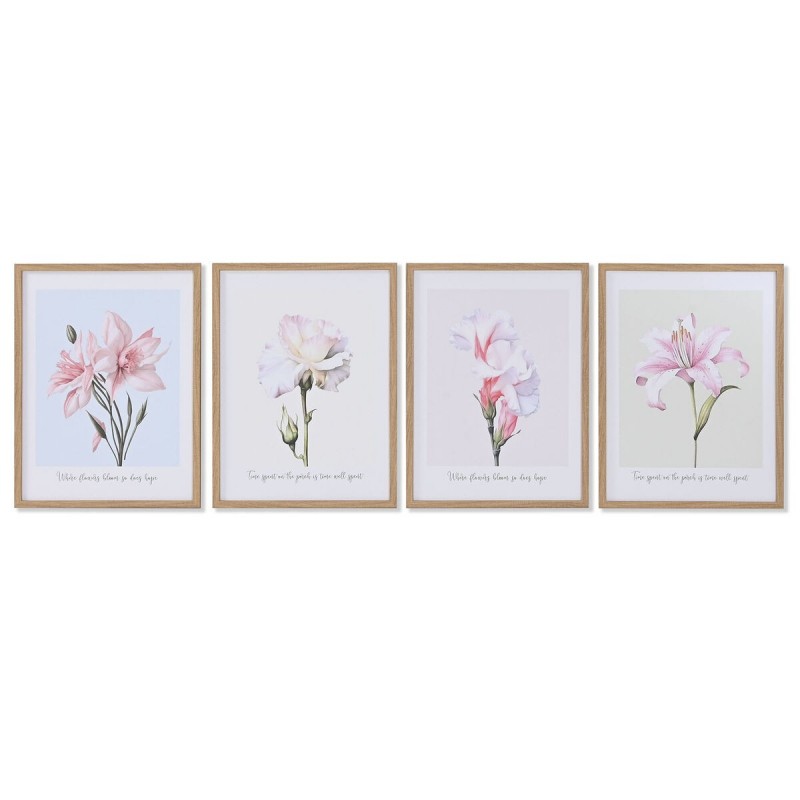 Quadro Home ESPRIT Fiori Shabby Chic 30 x 1,8 x 40 cm (4 Unità)