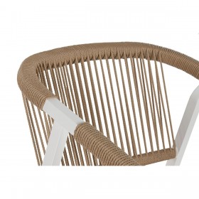 Tavolo con 6 sedie Home ESPRIT Bianco Naturale Resina Alluminio 180 x 90 x 75 cm