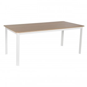 Tavolo con 6 sedie Home ESPRIT Bianco Naturale Resina Alluminio 180 x 90 x 75 cm