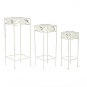 Set di 3 tavoli Home ESPRIT Bianco 30 x 30 x 70 cm (3 Pezzi)