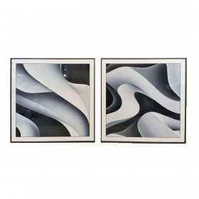 Quadro Home ESPRIT Bianco Nero Astratto Moderno 80 x 3,5 x 80 cm (2 Unità)