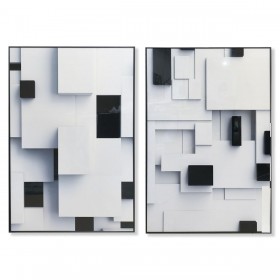 Quadro Home ESPRIT Bianco Nero Astratto Moderno 80 x 3,5 x 120 cm (2 Unità)