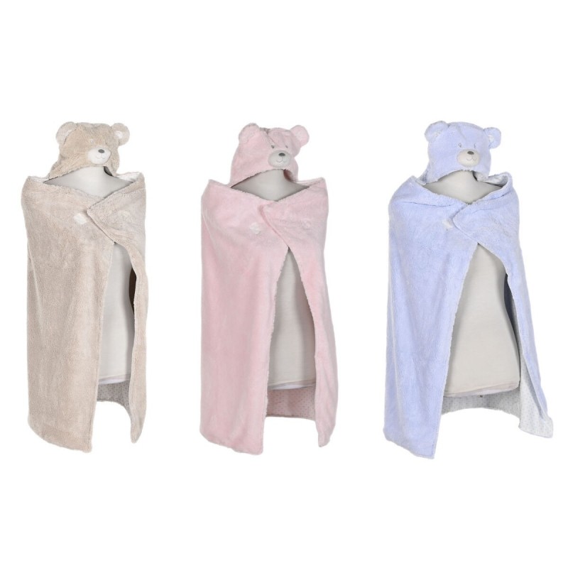 Coperta Home ESPRIT Azzurro Beige Rosa 100 x 75 x 20 cm (3 Unità)