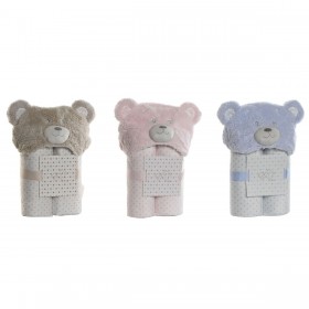 Coperta Home ESPRIT Azzurro Beige Rosa 100 x 75 x 20 cm (3 Unità)