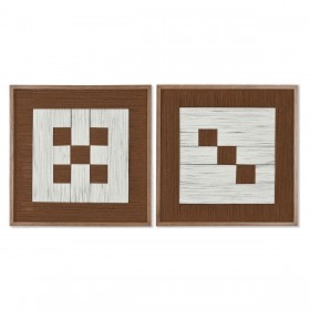 Quadro Home ESPRIT Bianco Marrone Beige Moderno Città 50 x 3 x 50 cm (2 Unità)