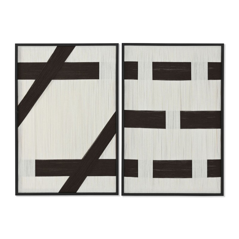 Quadro Home ESPRIT Bianco Grigio scuro Moderno Città 60 x 3 x 90 cm (2 Unità)