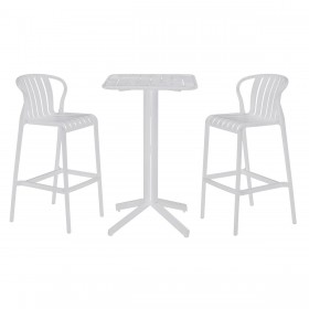 Tavolo con 2 sedie Home ESPRIT Bianco Metallo polipropilene 60 x 60 x 102 cm