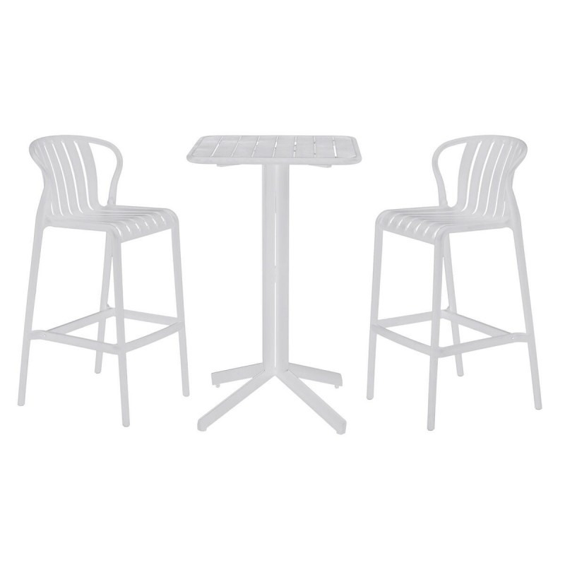 Tavolo con 2 sedie Home ESPRIT Bianco Metallo polipropilene 60 x 60 x 102 cm