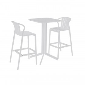 Tavolo con 2 sedie Home ESPRIT Bianco Metallo polipropilene 60 x 60 x 102 cm