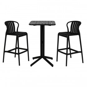 Tavolo con 2 sedie Home ESPRIT Nero Metallo polipropilene 60 x 60 x 102 cm
