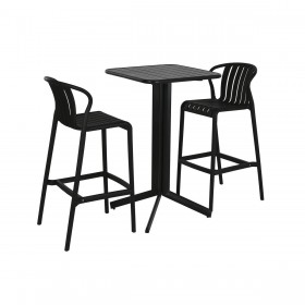 Tavolo con 2 sedie Home ESPRIT Nero Metallo polipropilene 60 x 60 x 102 cm
