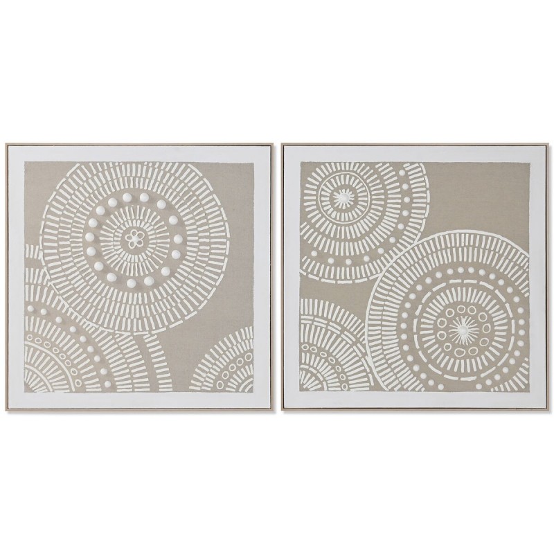 Quadro Home ESPRIT Bianco Beige Cerchi Città 82 x 4,5 x 82 cm (2 Unità)
