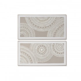 Quadro Home ESPRIT Bianco Beige Cerchi Città 122 x 4,5 x 62 cm (2 Unità)
