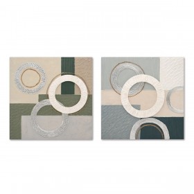 Quadro Home ESPRIT Azzurro Verde Astratto Città 80 x 3 x 80 cm (2 Unità)