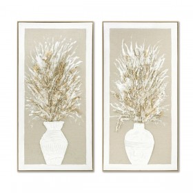 Quadro Home ESPRIT Bianco Beige Vaso Tradizionale 62 x 4,5 x 122 cm (2 Unità)