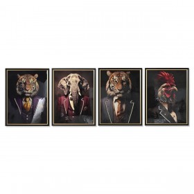 Quadro Home ESPRIT Nero Animale Loft Laccato 64 x 4,5 x 84 cm (4 Unità)