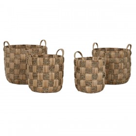 Set di Cestini Home ESPRIT Naturale Metallo Giacinto d'acqua Boho (4 Pezzi)